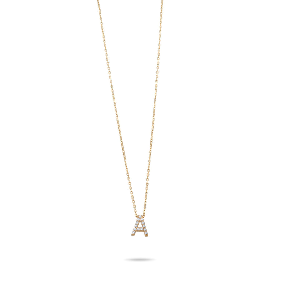 14ct Gold A Initial Pendant Necklace - Kolié Fine Jewellery