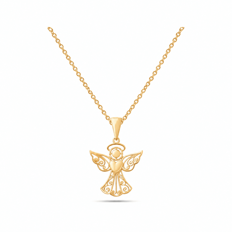 14ct Gold Angel Pendant – Detailed Guardian Angel - Pendant Only - Kolié Fine Jewellery