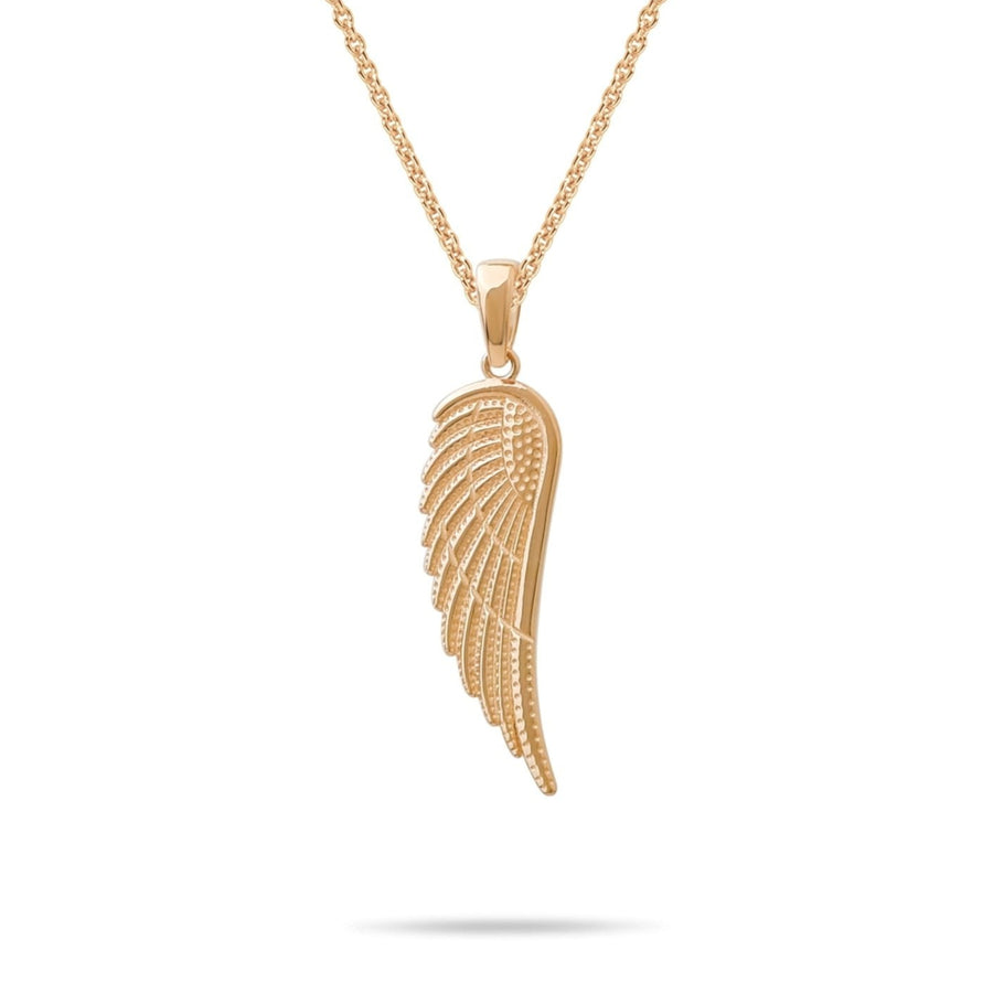 14ct Gold Angel Wing Pendant – Large Yellow Gold Jewellery, Statement Charm, Hallmarked, Gift for Women - Pendant Only - Kolié