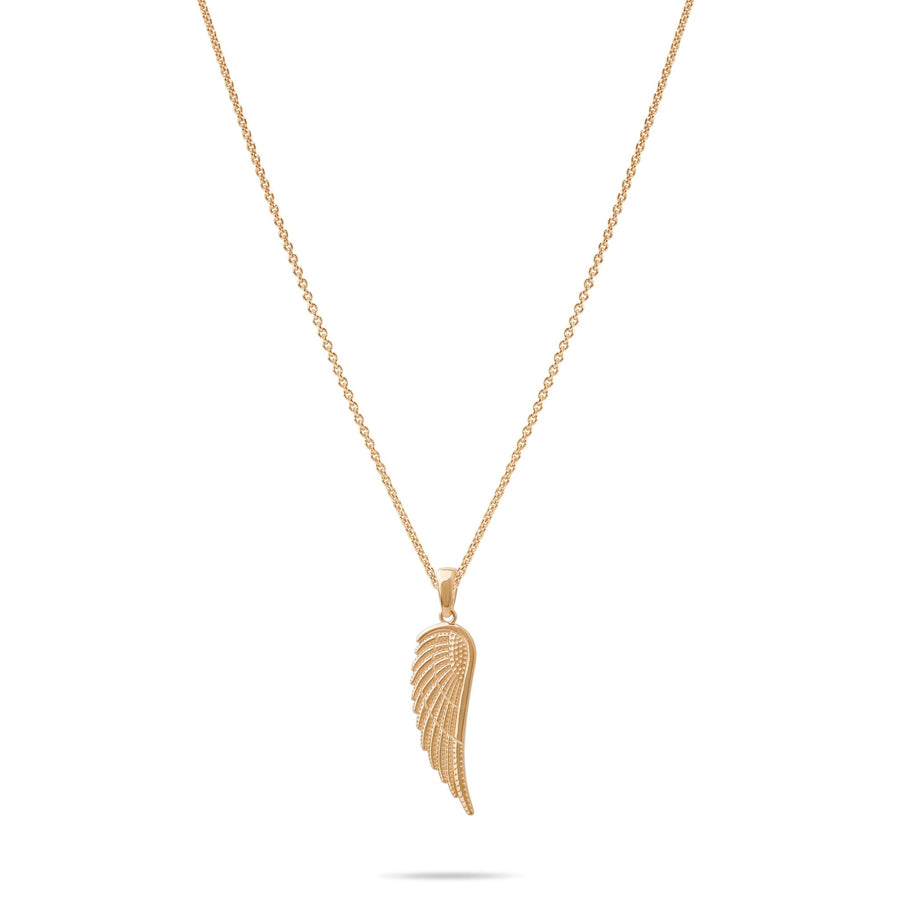 14ct Gold Angel Wing Pendant – Large Yellow Gold Jewellery, Statement Charm, Hallmarked, Gift for Women - Pendant Only - Kolié