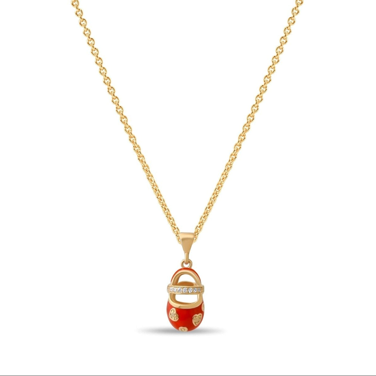 14ct Gold Baby Shoe Pendant for Girls | Red Enamel Charm | Adorable Gift|Pendant Only - Kolié