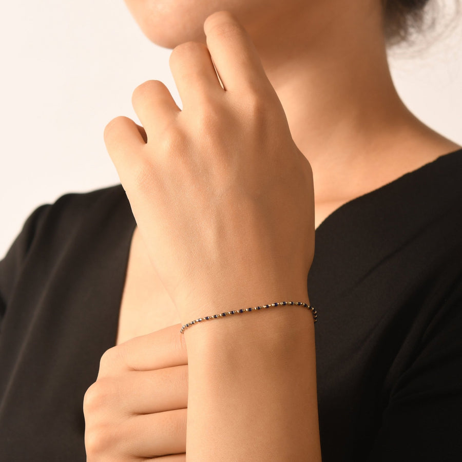 14ct Gold Beaded Bracelet with Red, Green, Blue, and Purple Stones | Minimalist Bracelet - Kolié