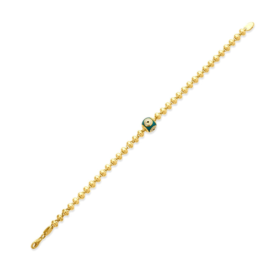 14ct Gold Beaded Evil Eye Bracelet - Kolié Fine Jewellery