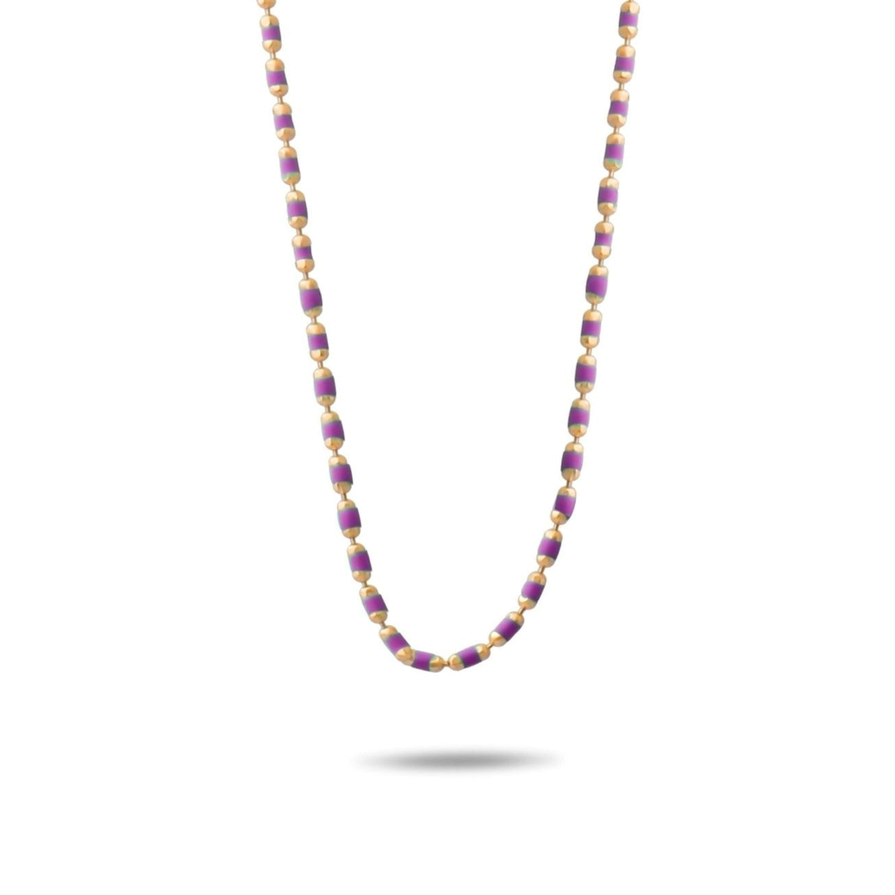 14ct Gold Beaded Necklace with Colour Variants | Red, Green, Blue, and Purple Gemstones - Kolié