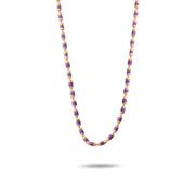 14ct Gold Beaded Necklace with Colour Variants | Red, Green, Blue, and Purple Gemstones - Kolié