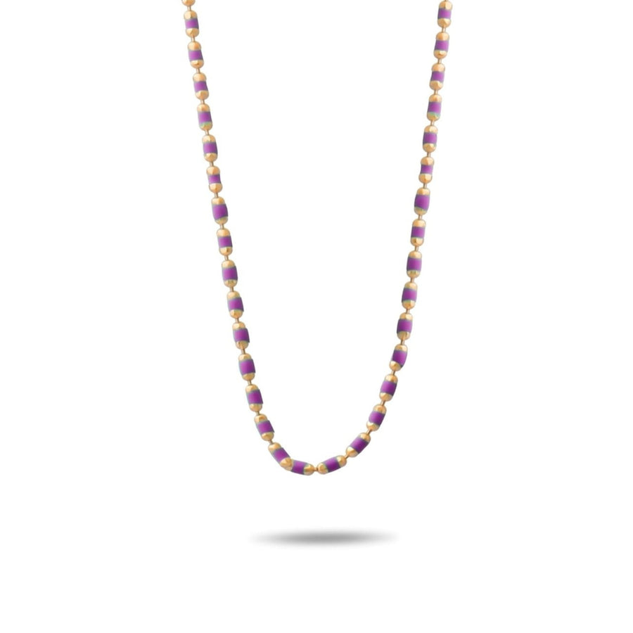 14ct Gold Beaded Necklace with Colour Variants | Red, Green, Blue, and Purple Gemstones - Kolié