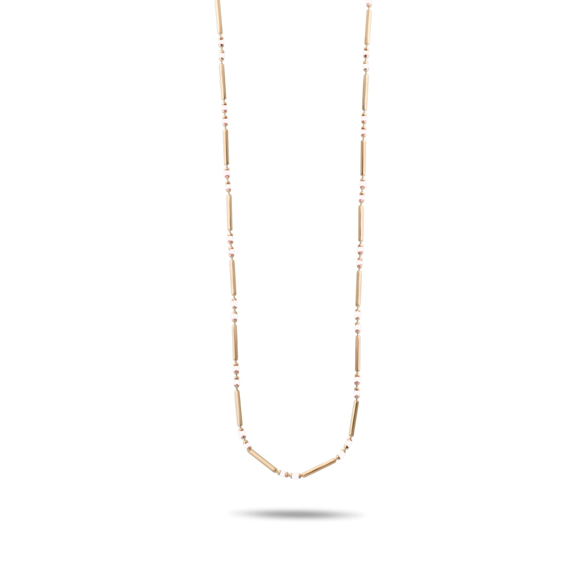 14ct Gold Beaded Necklace with Red/White Gemstones | Minimalist Hallmarked Necklace | Elegant Gift for Her - Kolié