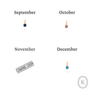 14ct Gold Birthstone Pendant Necklace, Tiny Cubic Zirconia Charm, Personalised Gift for Her - Kolié