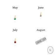 14ct Gold Birthstone Pendant Necklace, Tiny Cubic Zirconia Charm, Personalised Gift for Her - Kolié