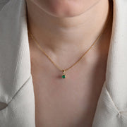 14ct Gold Birthstone Pendant Necklace, Tiny Cubic Zirconia Charm, Personalised Gift for Her - Kolié