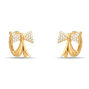 14ct Gold Bow Hoop Earrings with Cubic Zirconia, Dainty Bow Earrings for Women, Elegant and Feminine Jewellery, Gift for Her - Kolié