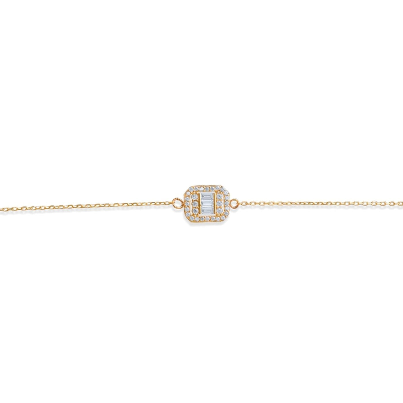 14ct Gold Bracelet with Cubic Zirconia | Adjustable 18+2cm Chain | Edinburgh Hallmarked Jewellery - Kolié