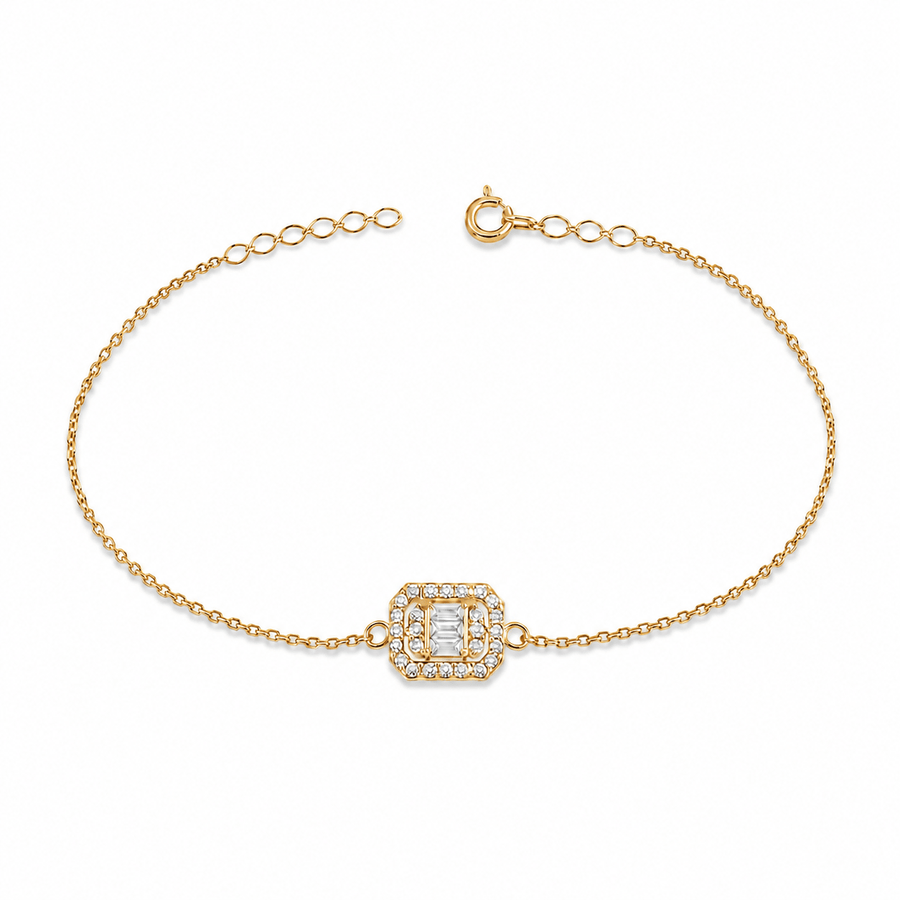 14ct Gold Bracelet with Cubic Zirconia - Kolié Fine Jewellery