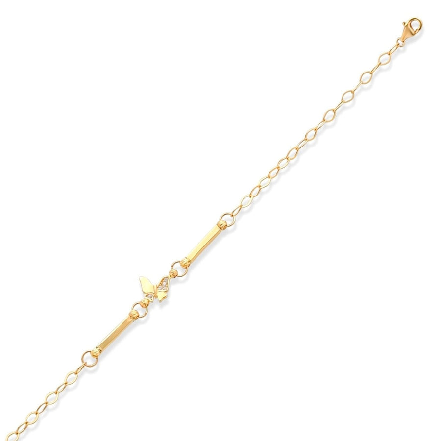 14ct Gold Bracelet with Cubic Zirconia – Elegant 14 Carat Gold Chain Bracelet with Sparkling Stones, Adjustable Length, Perfect Gift for Women - Kolié