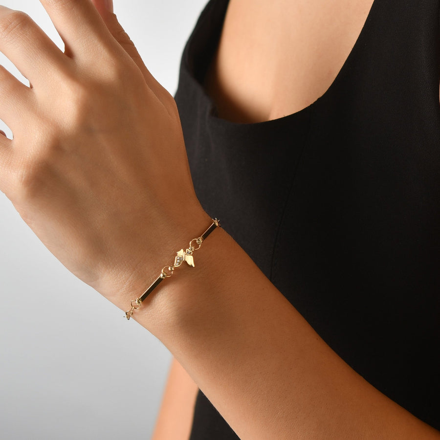 14ct Gold Bracelet with Cubic Zirconia – Elegant 14 Carat Gold Chain Bracelet with Sparkling Stones, Adjustable Length, Perfect Gift for Women - Kolié