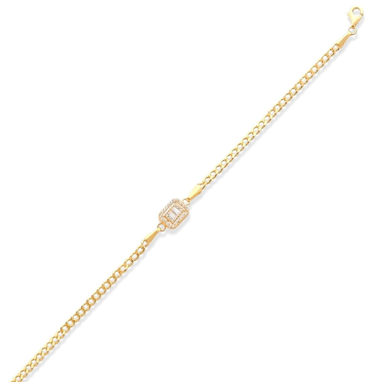14ct Gold Bracelet with Emerald - Cut Cubic Zirconia for Women | Elegant Gold Chain | Adjustable Fine Jewellery - Kolié