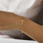 14ct Gold Bracelet with Emerald - Cut Cubic Zirconia for Women | Elegant Gold Chain | Adjustable Fine Jewellery - Kolié