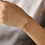 14ct Gold Bracelet with Emerald - Cut Cubic Zirconia for Women | Elegant Gold Chain | Adjustable Fine Jewellery - Kolié