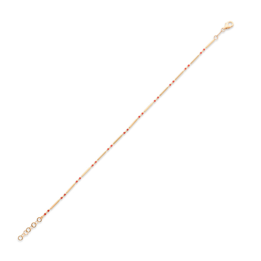 14ct Gold Bracelet with White/Red Gemstones | Minimalist Beaded Bracelet - Kolié