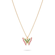 14ct Gold Butterfly Pendant, Multicolour Cubic Zirconia Statement Necklace, Hallmarked Large Gold Pendant Only - Kolié