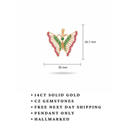 14ct Gold Butterfly Pendant - Pendant Only - Kolié Fine Jewellery
