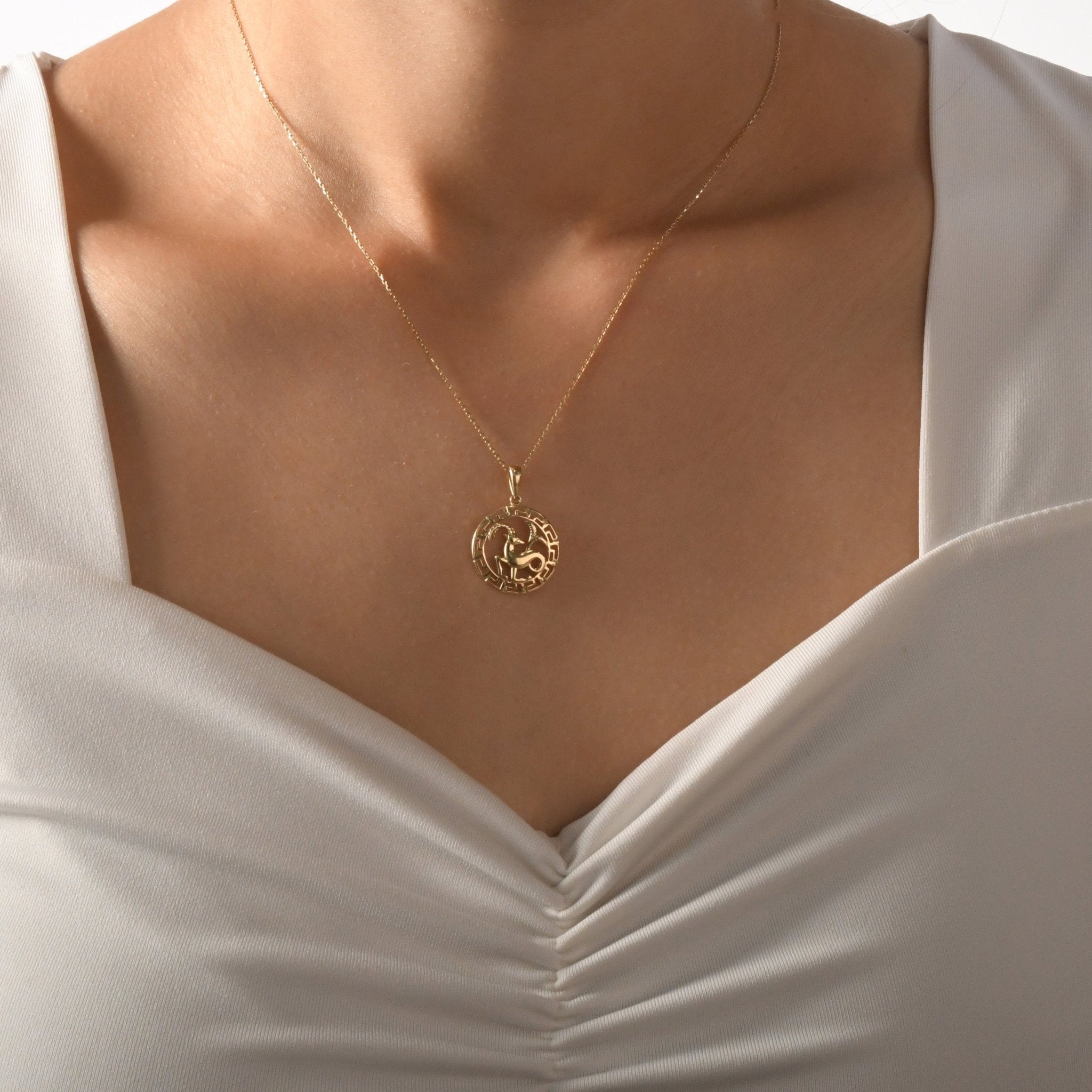14ct Gold Capricorn Zodiac Pendant – Astrology Gift for Women - Pendant Only - Kolié