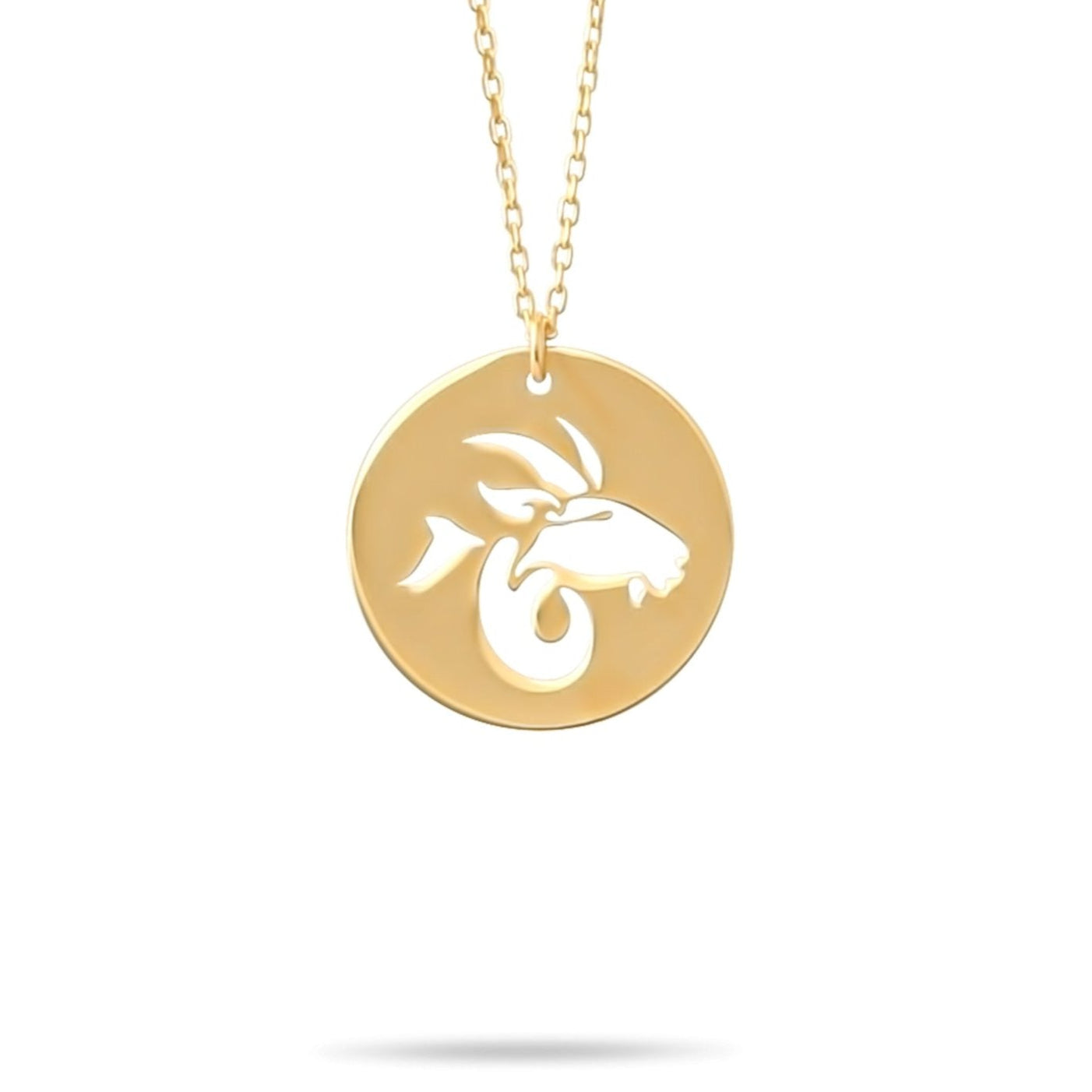 14ct Gold Capricorn Zodiac Pendant Necklace with Chain | Astrology Birthday Jewellery for Women & Teens | Hallmarked Gift - Kolié