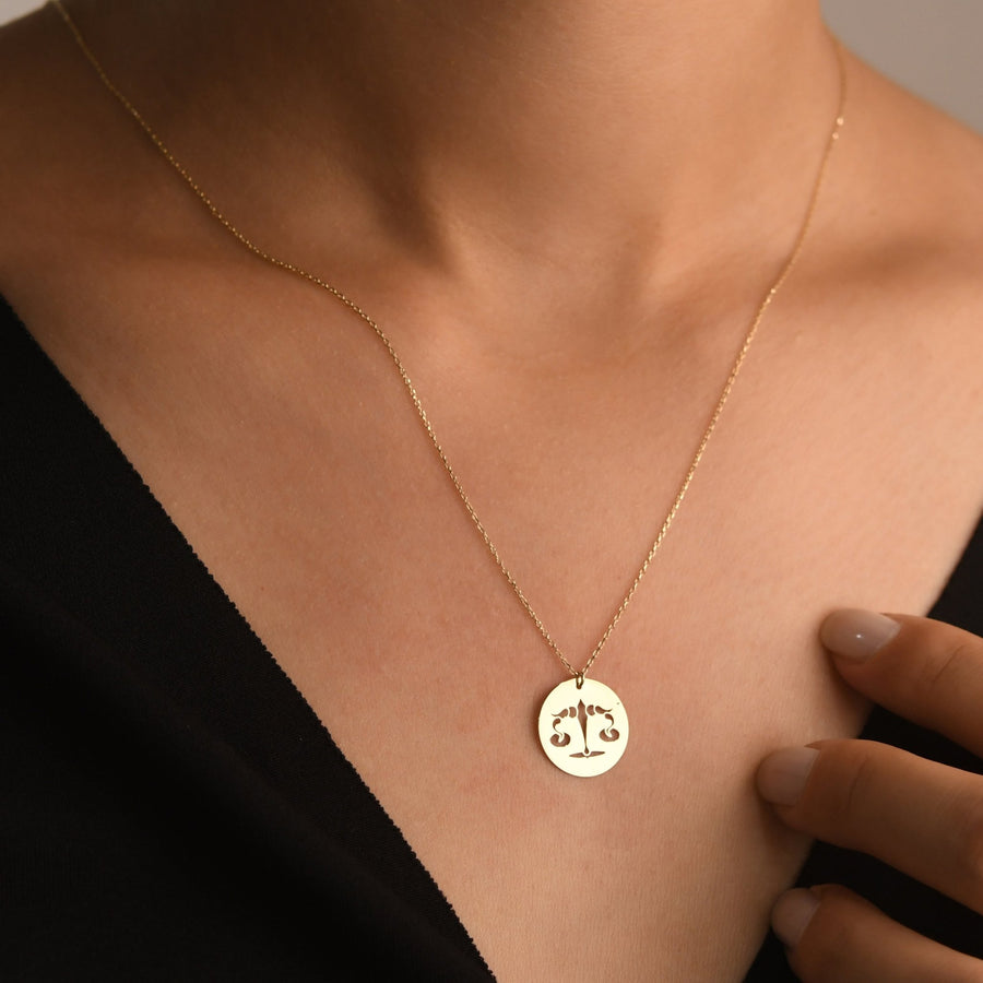 14ct Gold Capricorn Zodiac Pendant Necklace with Chain | Astrology Birthday Jewellery for Women & Teens | Hallmarked Gift - Kolié