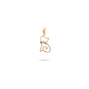 14ct Gold Cat Pendant – Elegant Jewellery for Women, Teens & Kids | White Gold Bow & Cubic Zirconia | Perfect Gift for Christmas, New Year & Birthday - Pendant Only - Kolié