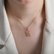 14ct Gold Cat Pendant – Elegant Jewellery for Women, Teens & Kids | White Gold Bow & Cubic Zirconia | Perfect Gift for Christmas, New Year & Birthday - Pendant Only - Kolié