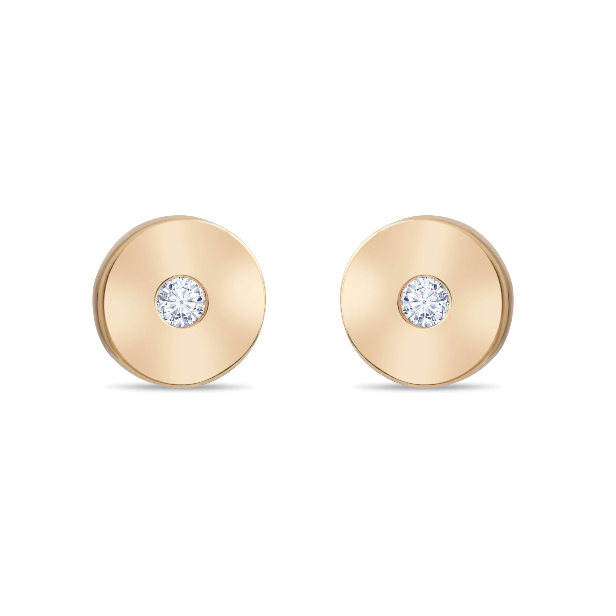14ct Gold Circle Stud Earrings | Dainty Cubic Zirconia Studs | Kolié - Kolié Fine Jewellery