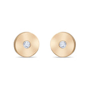 14ct Gold Circle Stud Earrings | Dainty Cubic Zirconia Studs | Kolié - Kolié Fine Jewellery