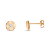 14ct Gold Circle Stud Earrings | Dainty Cubic Zirconia Studs | Kolié - Kolié Fine Jewellery