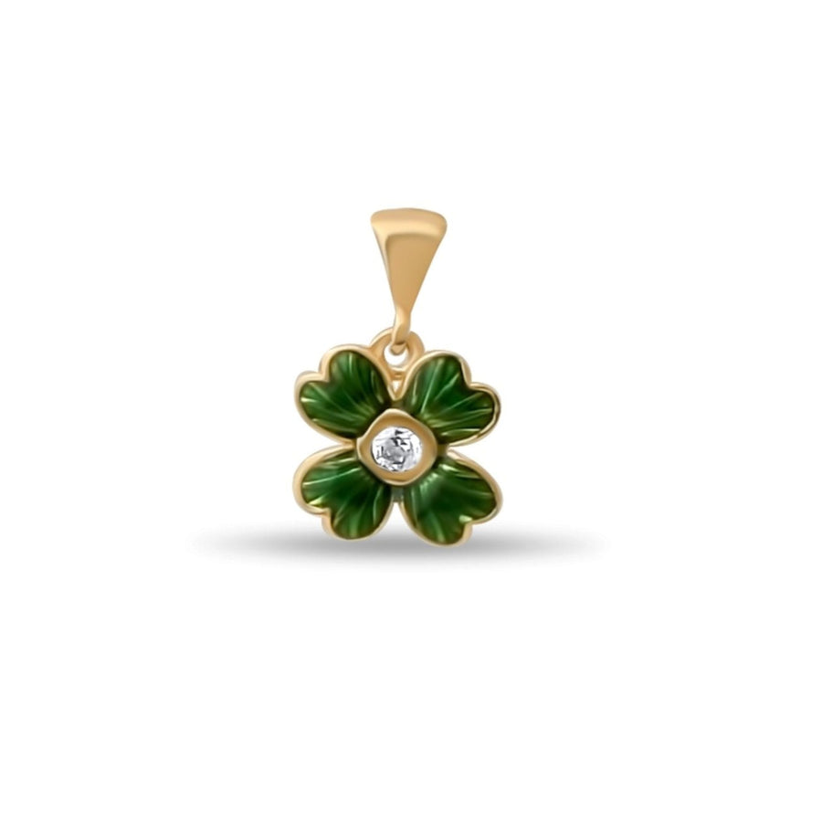 14ct Gold Clover Pendant for Girls on white background
