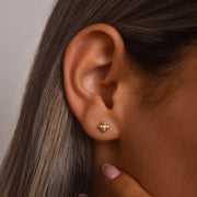 14ct Gold Clover Stud Earrings | Dainty CZ Lucky Studs | Kolié - Kolié Fine Jewellery