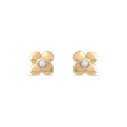 14ct Gold Clover Stud Earrings | Dainty CZ Lucky Studs | Kolié - Kolié Fine Jewellery