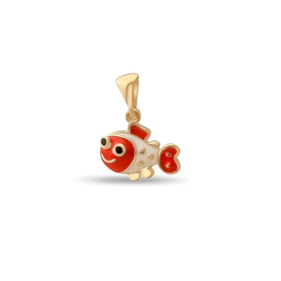 14ct Gold Clownfish Pendant for Girls | Red Enamel Charm | Pendant Only - Kolié