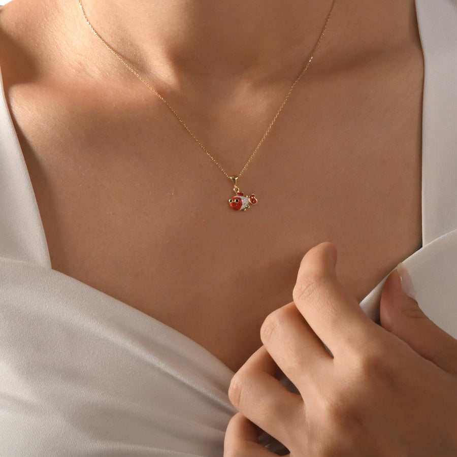 14ct Gold Clownfish Pendant for Girls | Red Enamel Charm | Pendant Only - Kolié