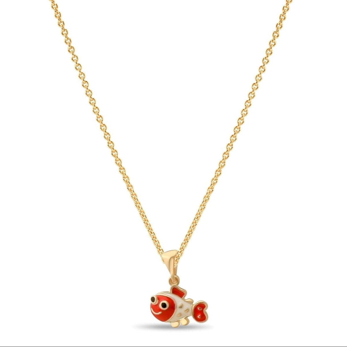 14ct Gold Clownfish Pendant for Girls | Red Enamel Charm | Pendant Only - Kolié