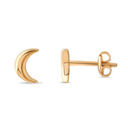 14ct Gold Crescent Moon Stud Earrings | Dainty Lunar Studs | Kolié - Kolié Fine Jewellery