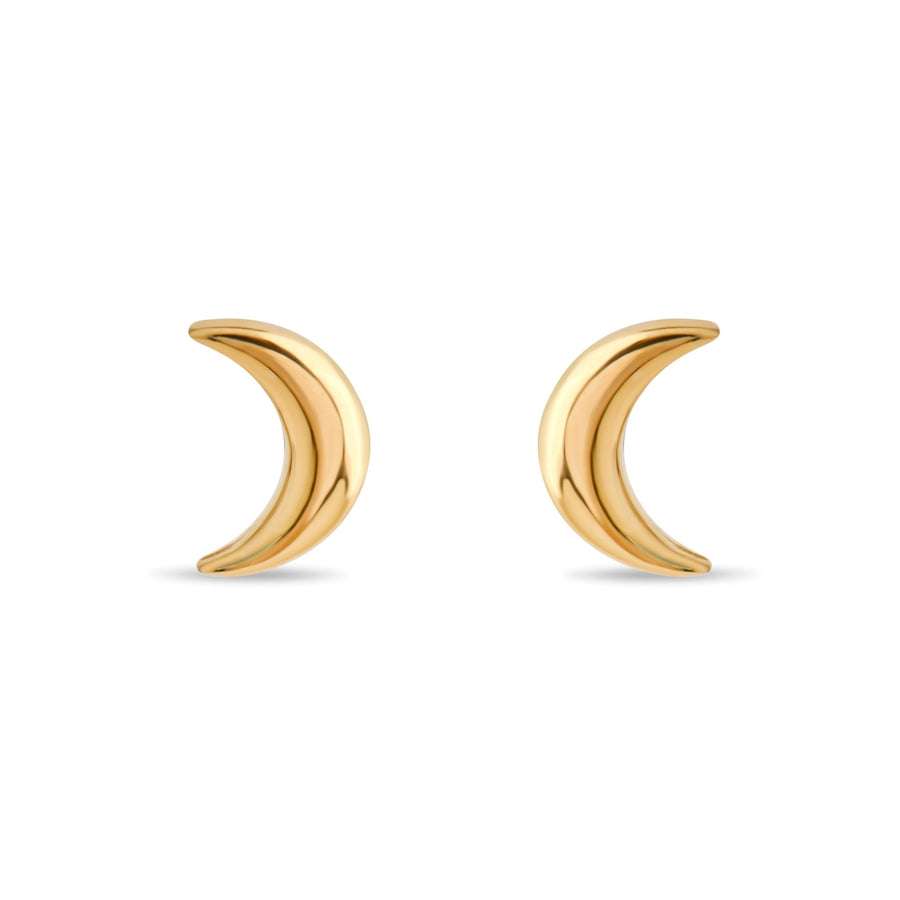 14ct Gold Crescent Moon Stud Earrings | Dainty Lunar Studs | Kolié - Kolié Fine Jewellery