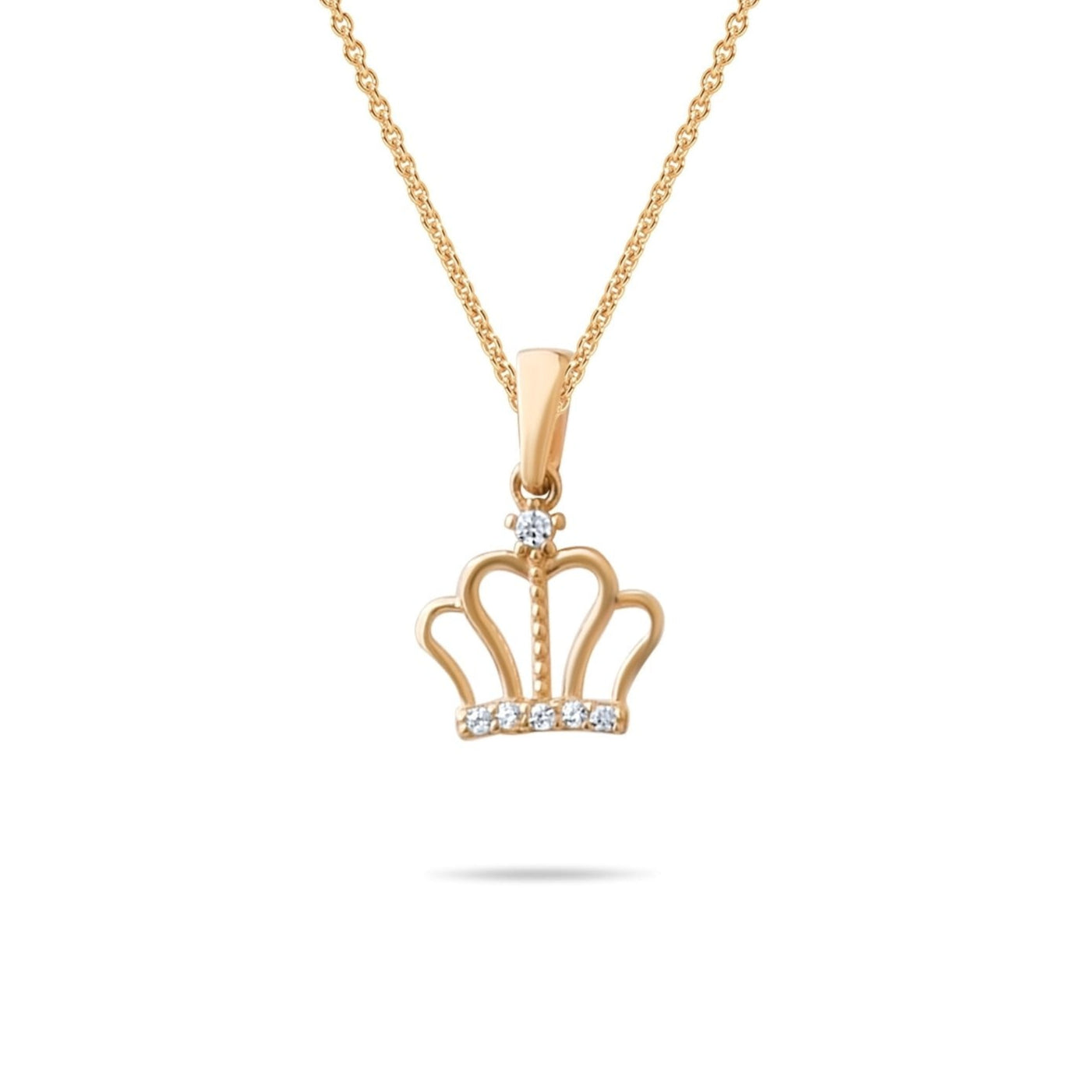 14ct Gold Crown Pendant with Cubic Zirconia – Royal Elegance for Women - Pendant Only - Kolié