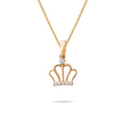 14ct Gold Crown Pendant with Cubic Zirconia – Royal Elegance for Women - Pendant Only - Kolié