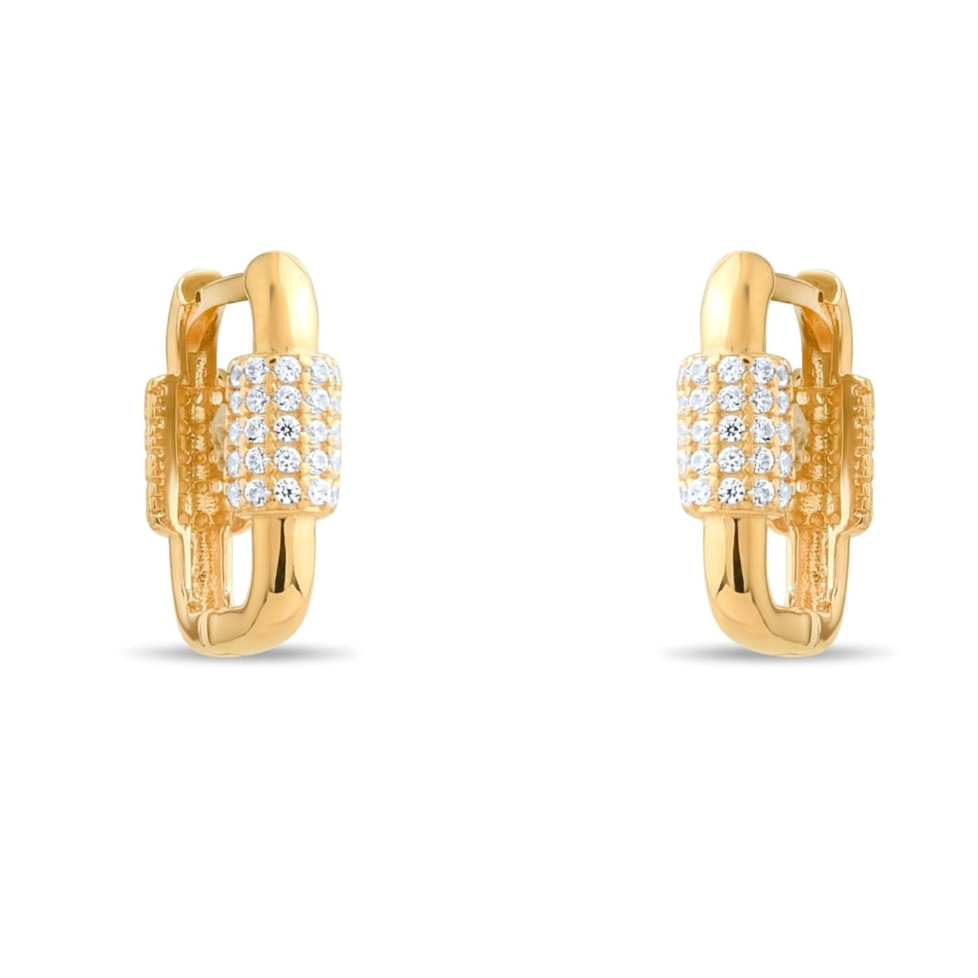 14ct Gold Cubic Zirconia Hoop Earrings, Dainty Modern Hoops for Women, Elegant Everyday Jewellery, Gift for Her - Kolié