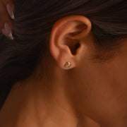 14ct Gold Cushion Stud Earrings | Dainty Cubic Zirconia Studs | Kolié - Kolié Fine Jewellery