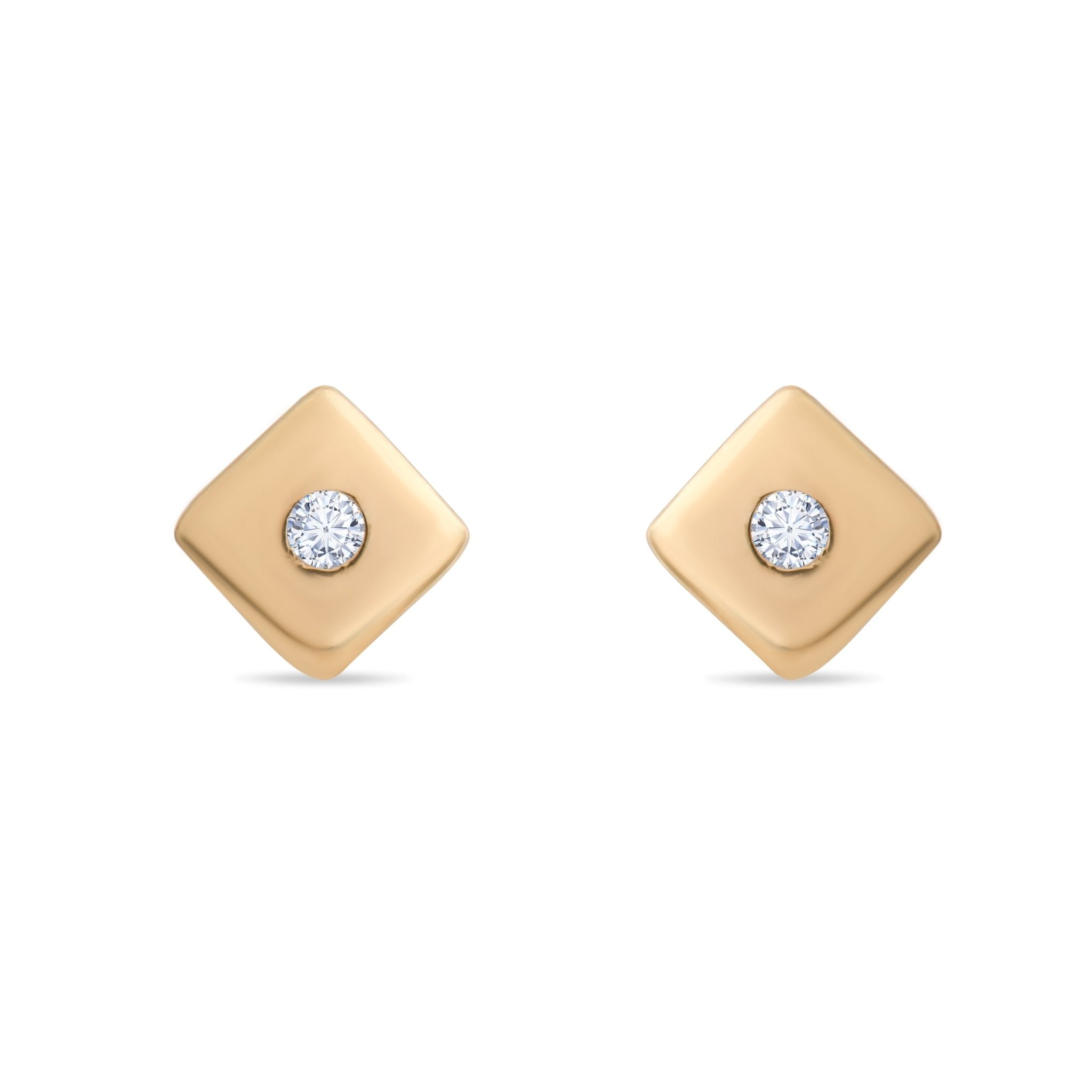 14ct Gold Cushion Stud Earrings | Dainty Cubic Zirconia Studs | Kolié - Kolié Fine Jewellery
