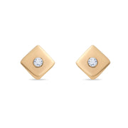 14ct Gold Cushion Stud Earrings | Dainty Cubic Zirconia Studs | Kolié - Kolié Fine Jewellery