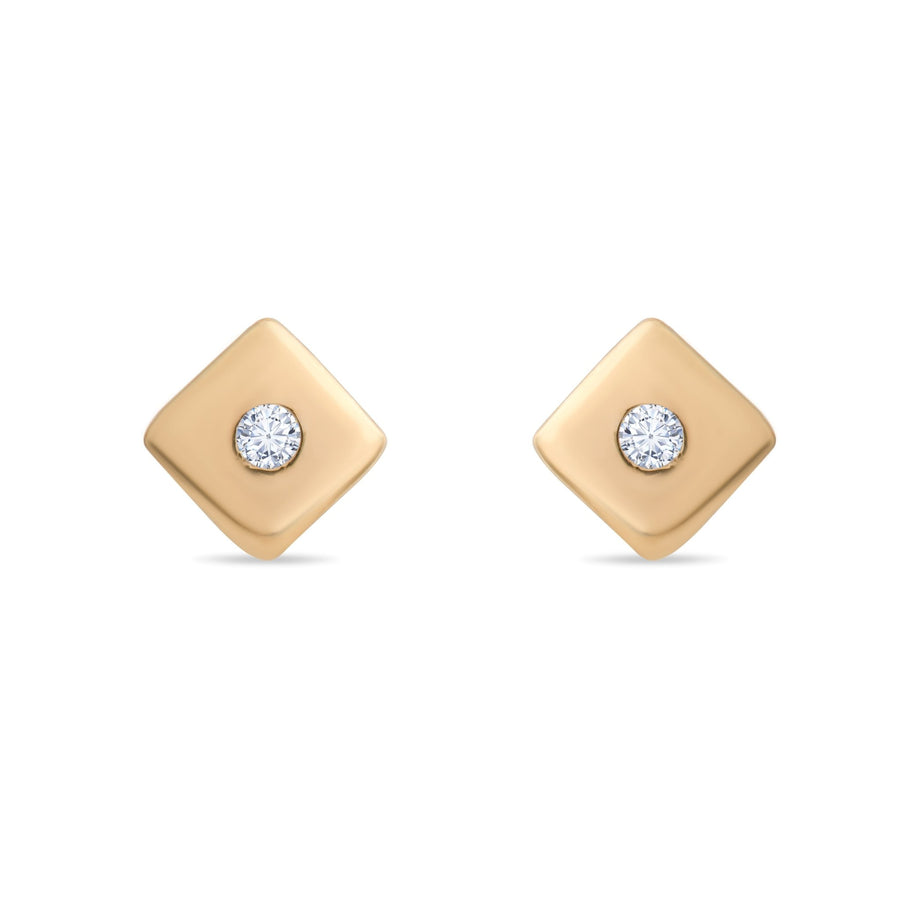 14ct Gold Cushion Stud Earrings | Dainty Cubic Zirconia Studs | Kolié - Kolié Fine Jewellery