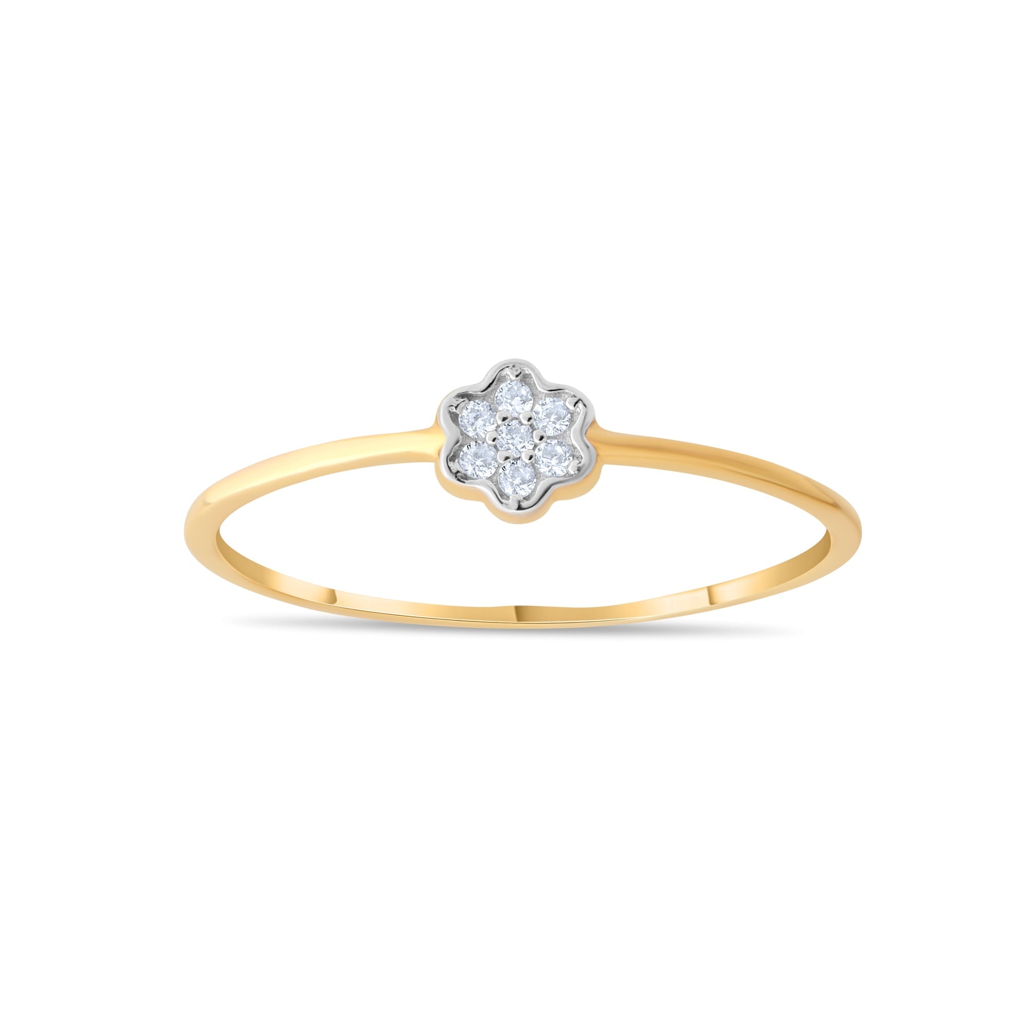 14ct Gold CZ Flower Ring - Kolié Fine Jewellery