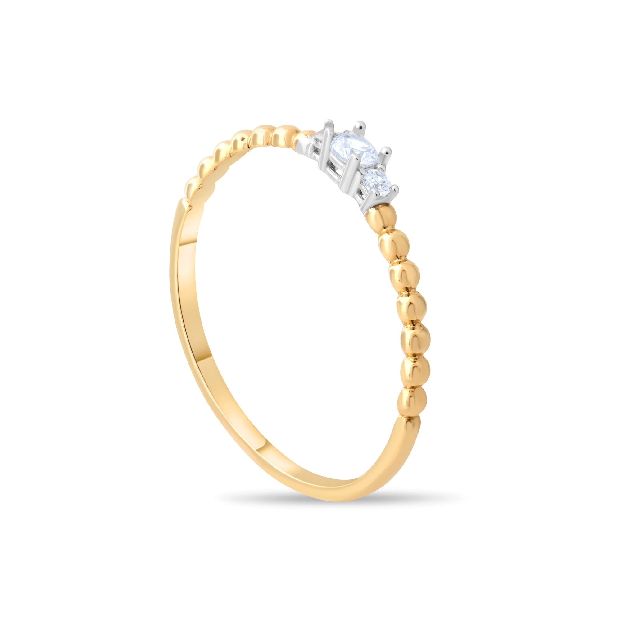 14ct Gold CZ Trio Ring – Size N - Kolié Fine Jewellery